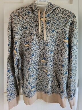PUMA Blue and Cream Abstract Logo Hoodie